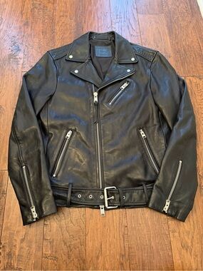 Like New Allsaints mens Rigg leather biker jacket | size M